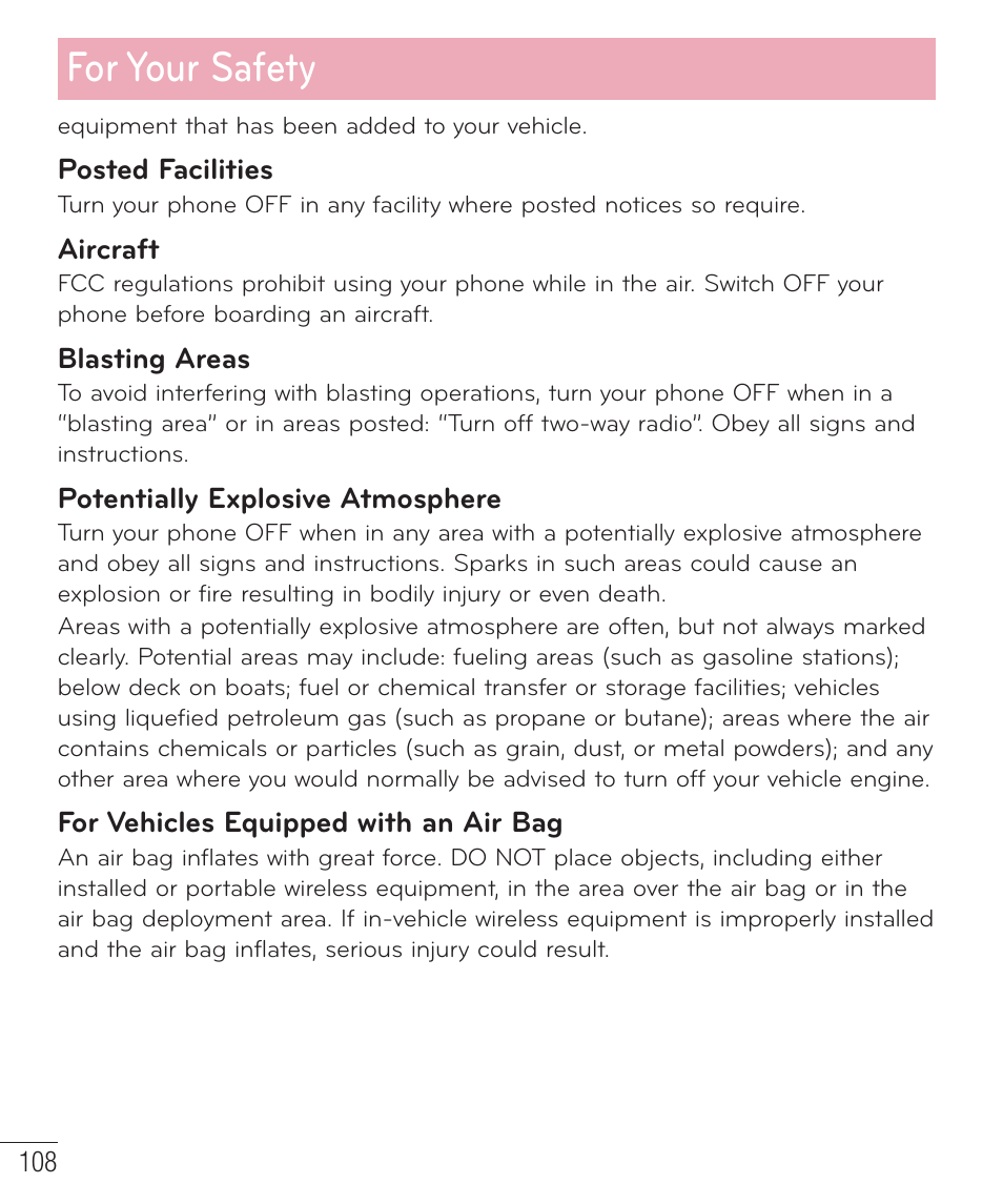 For your safety | LG D415 User Manual | Page 110 / 122