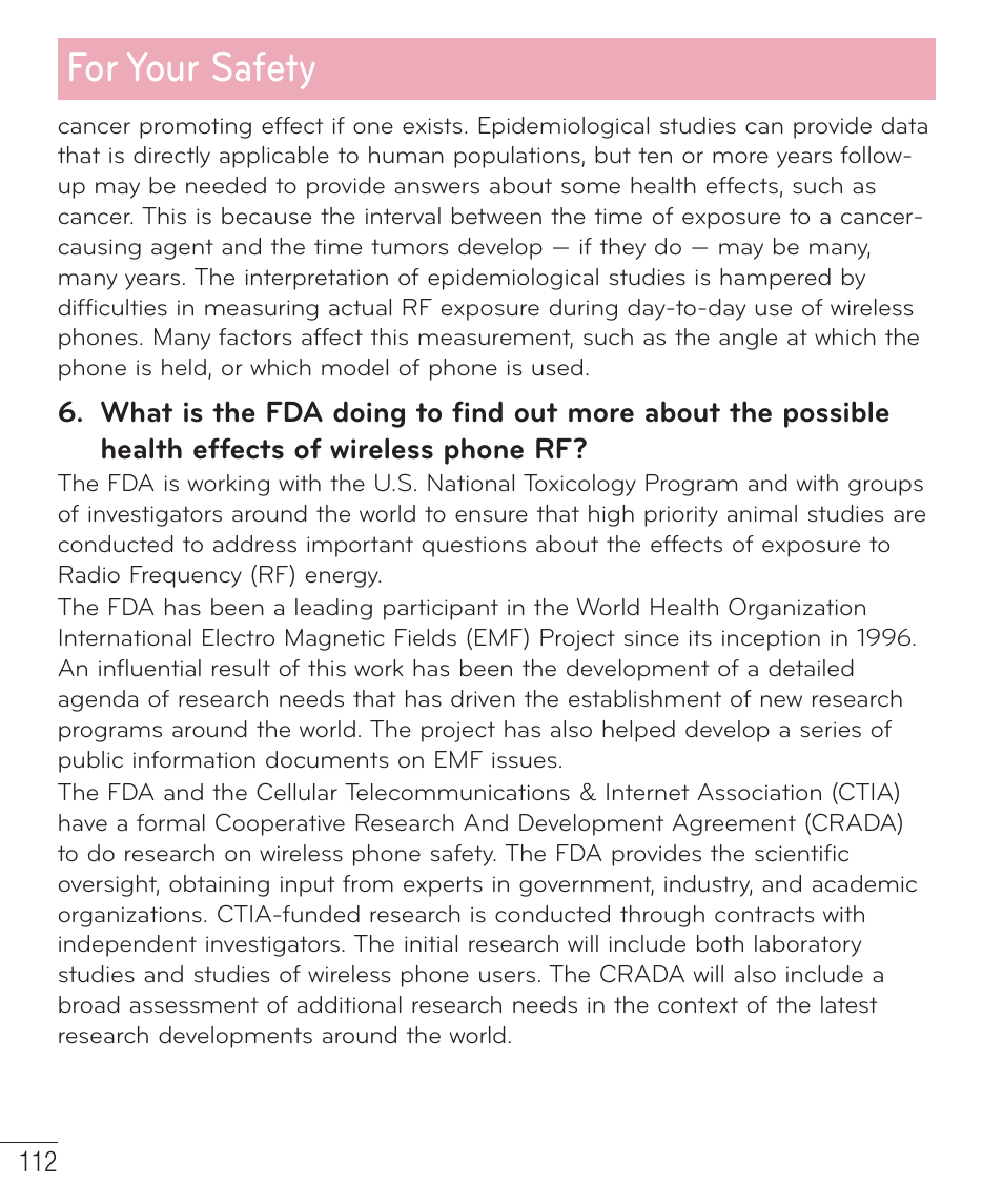 For your safety | LG D415 User Manual | Page 114 / 122