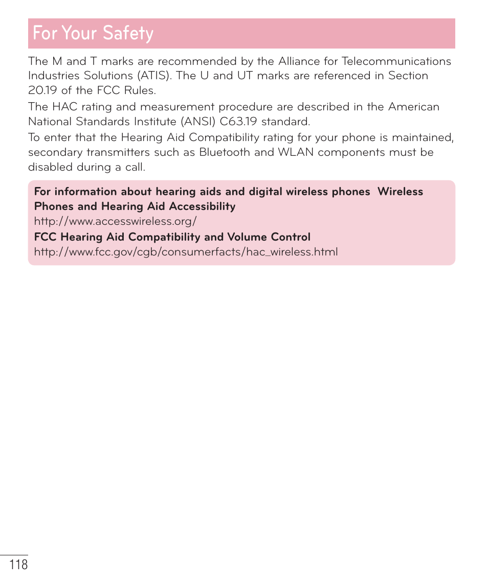 For your safety | LG D415 User Manual | Page 120 / 122