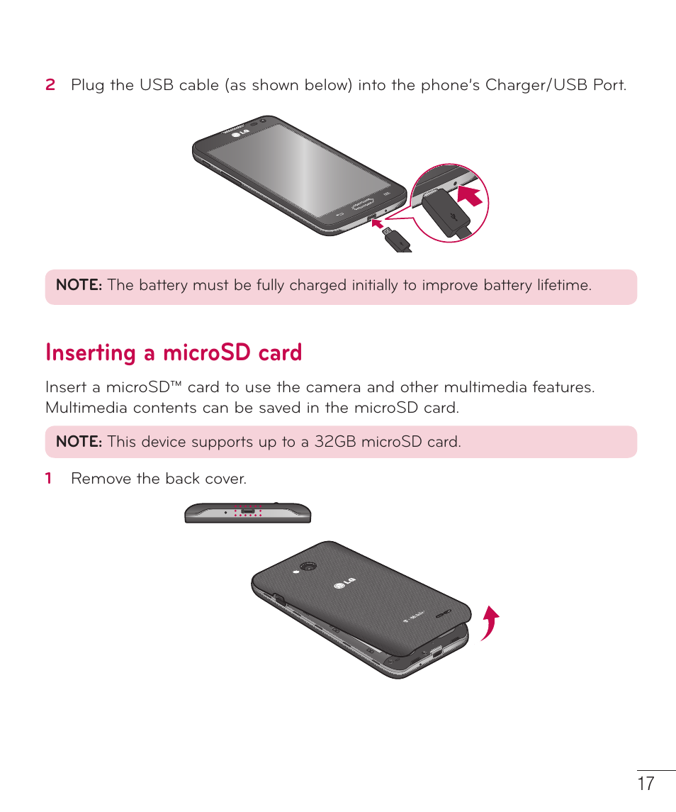 Inserting a microsd card | LG D415 User Manual | Page 19 / 122