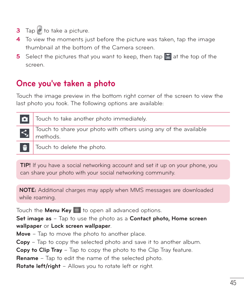 Once you've taken a photo | LG D415 User Manual | Page 47 / 122