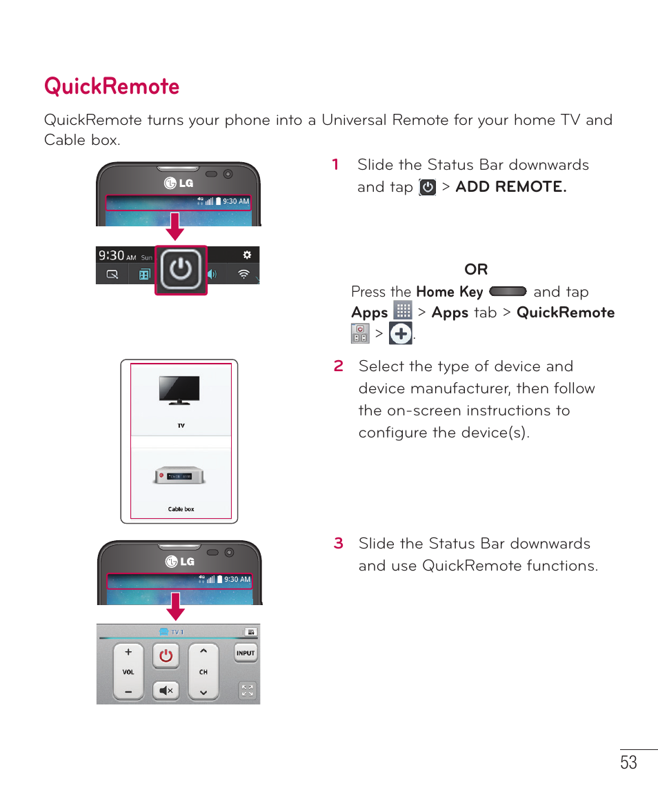 Quickremote | LG D415 User Manual | Page 55 / 122