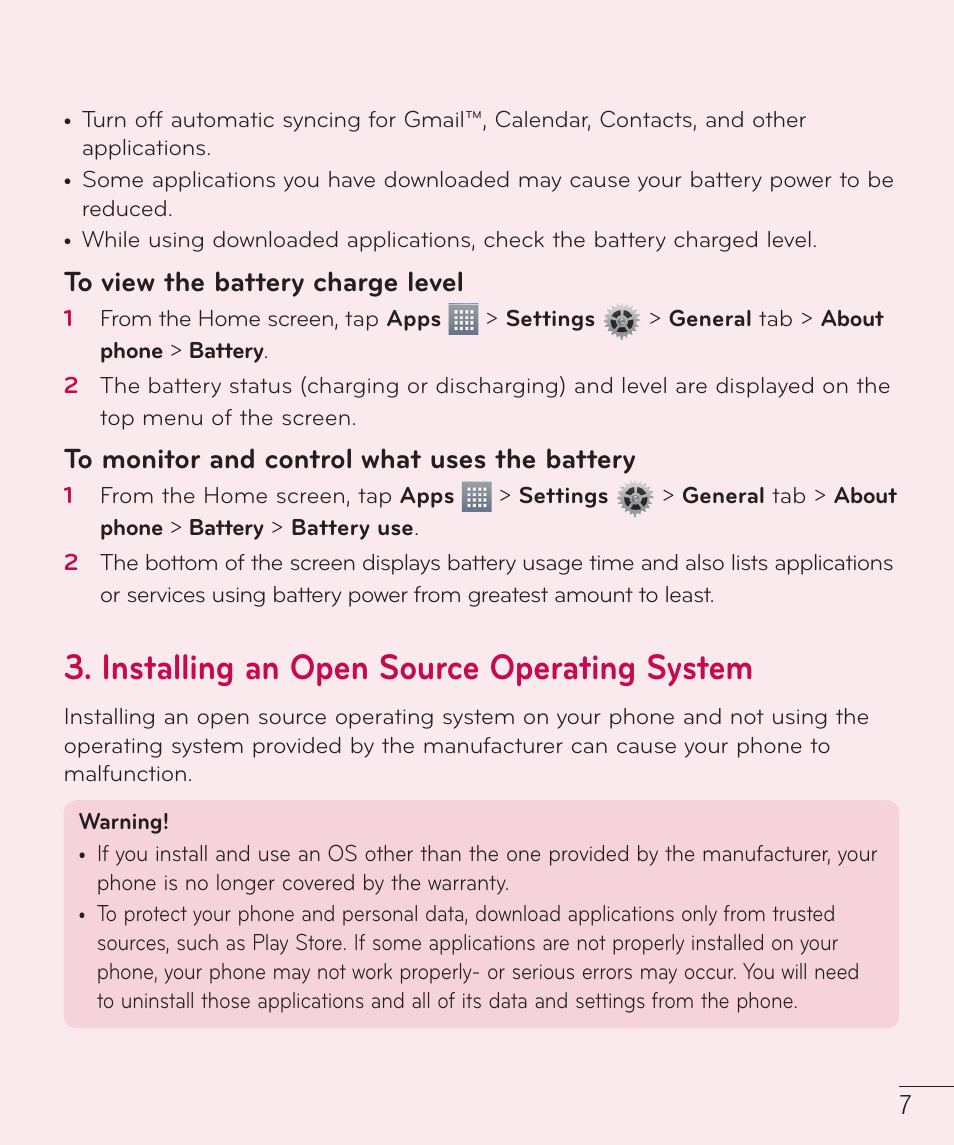 Installing an open source operating system | LG D415 User Manual | Page 9 / 122