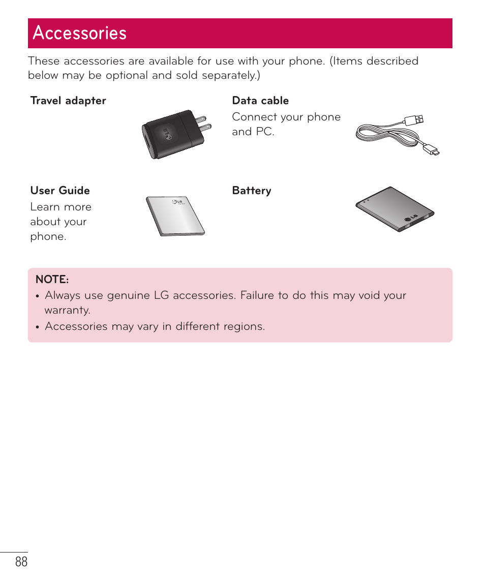 Accessories | LG D415 User Manual | Page 90 / 122