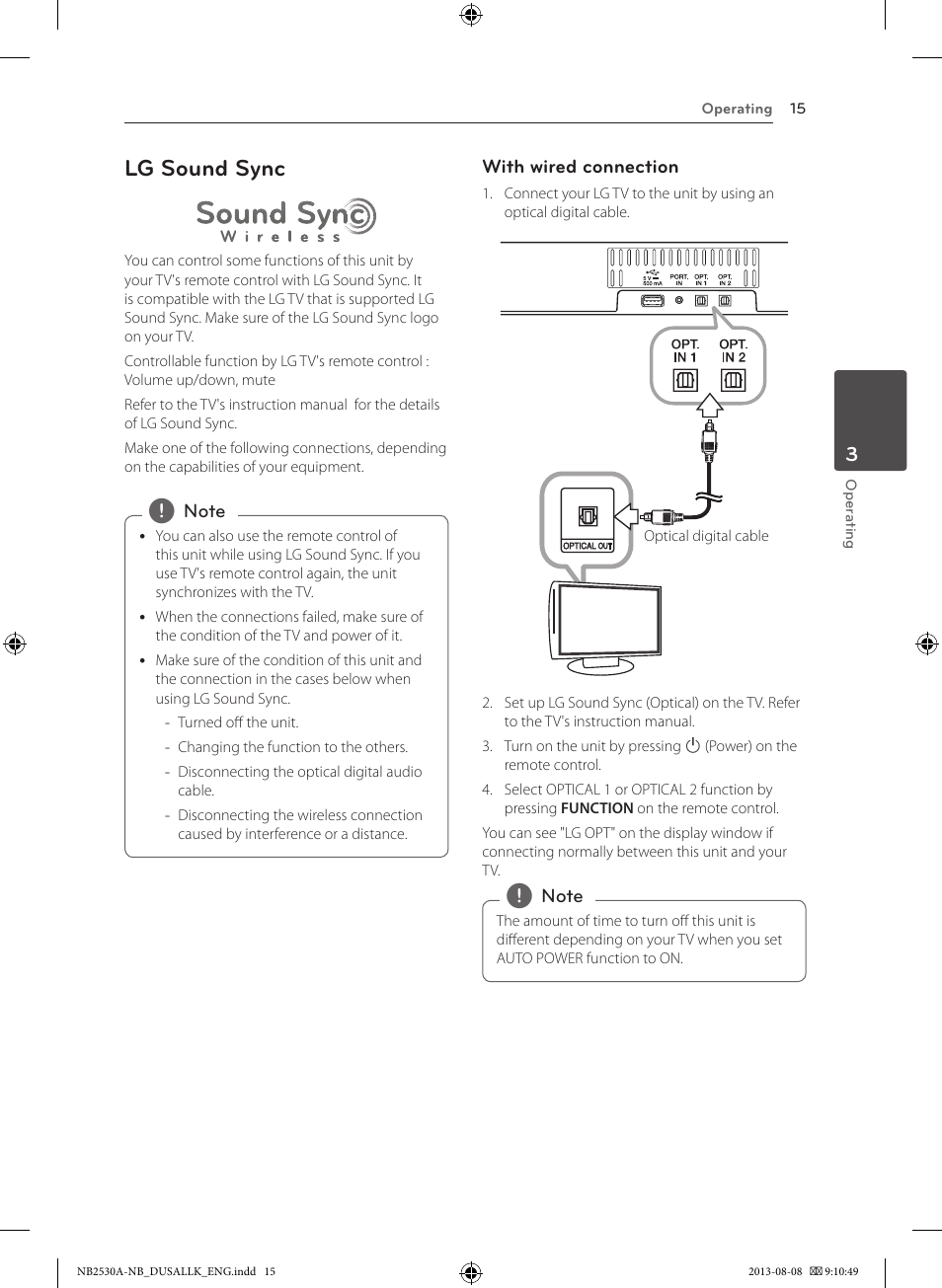 Lg sound sync | LG NB2530A User Manual | Page 15 / 24