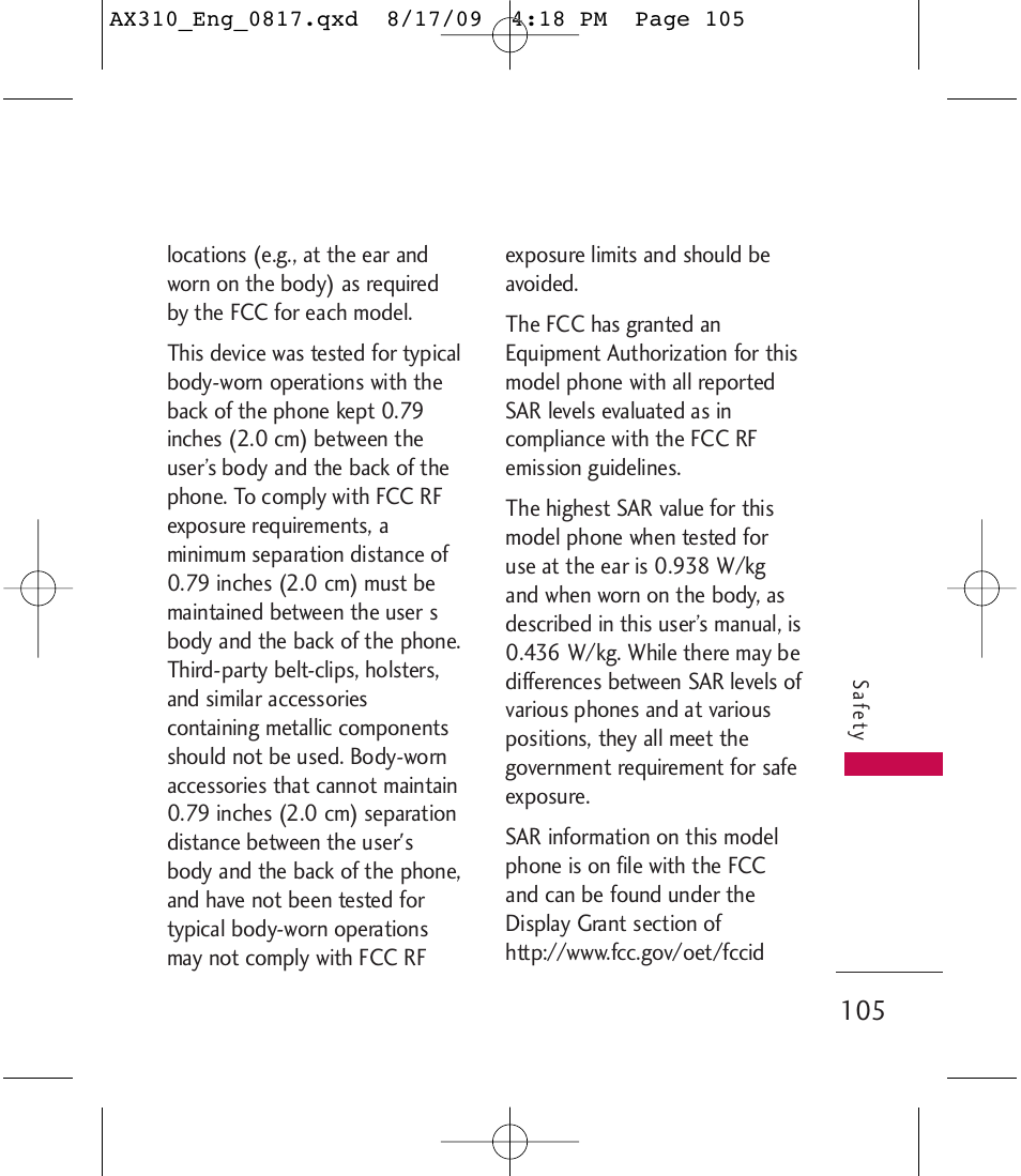 LG LGAX310 User Manual | Page 105 / 117