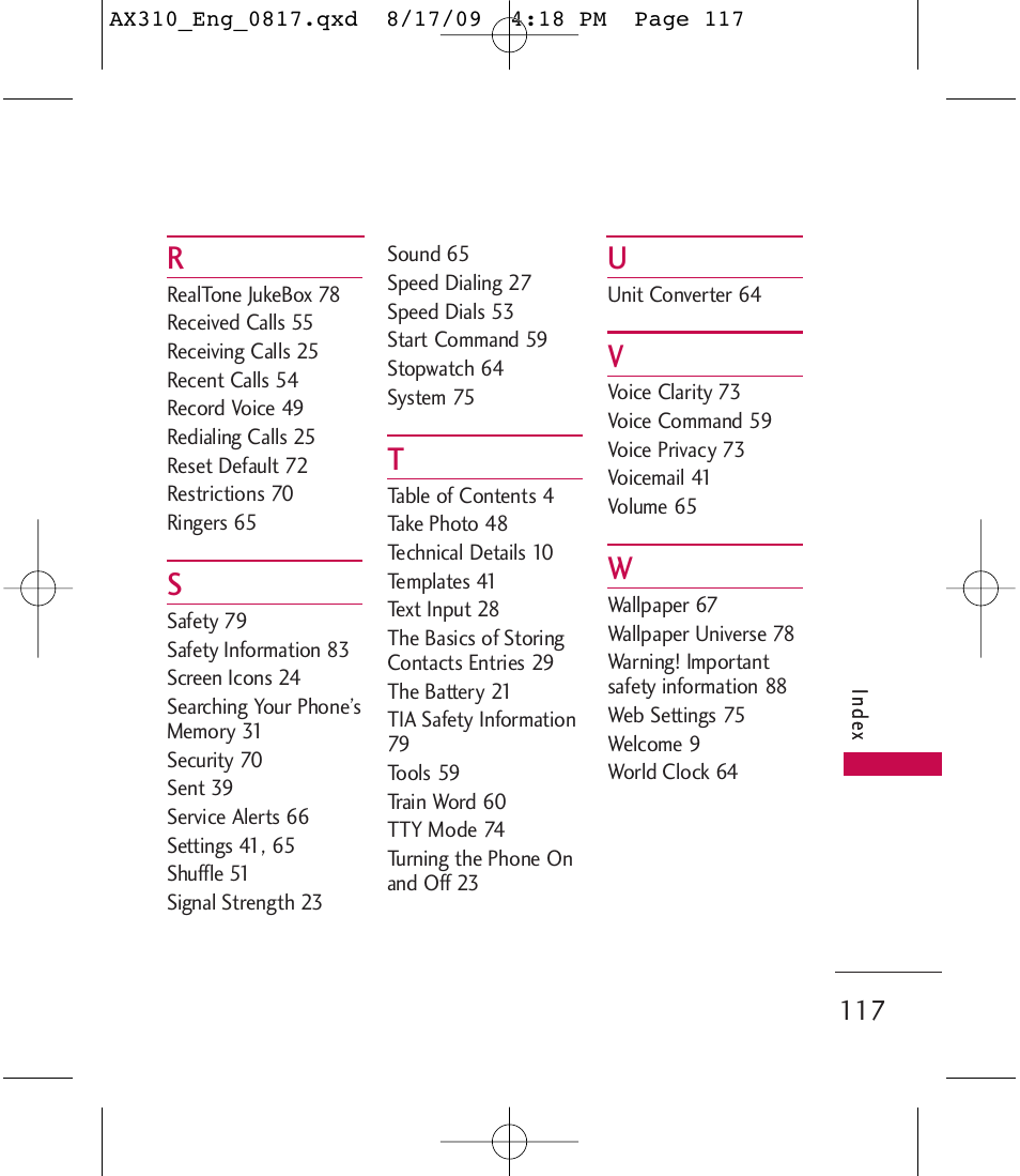 LG LGAX310 User Manual | Page 117 / 117