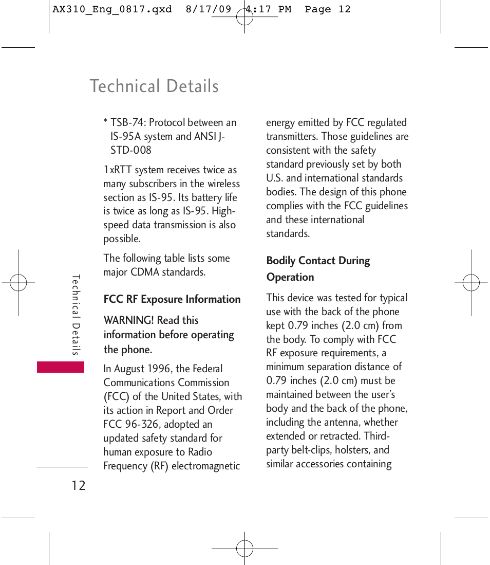 Technical details | LG LGAX310 User Manual | Page 12 / 117