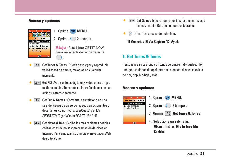 Get tunes & tones | LG VX5200 User Manual | Page 116 / 169