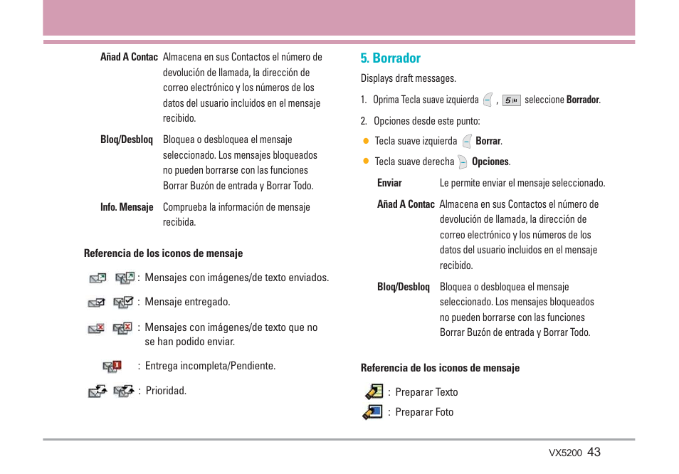 Borrador | LG VX5200 User Manual | Page 128 / 169