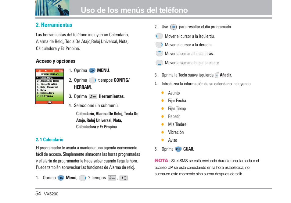 Uso de los menús del teléfono, Herramientas | LG VX5200 User Manual | Page 139 / 169