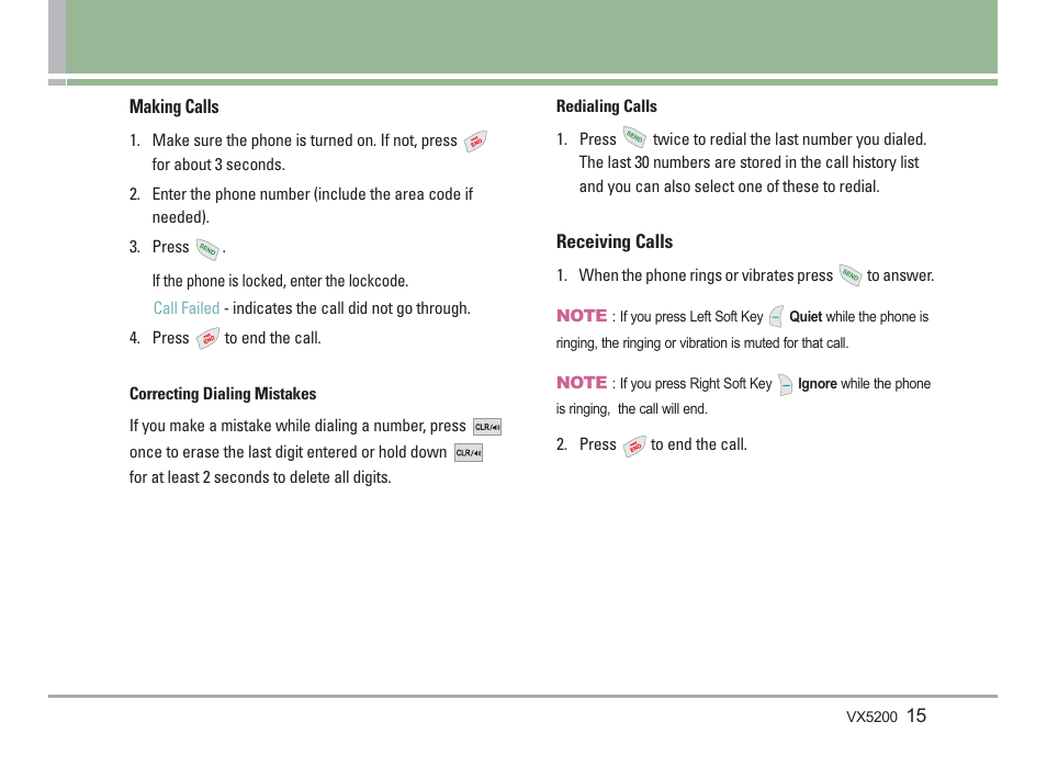 LG VX5200 User Manual | Page 16 / 169