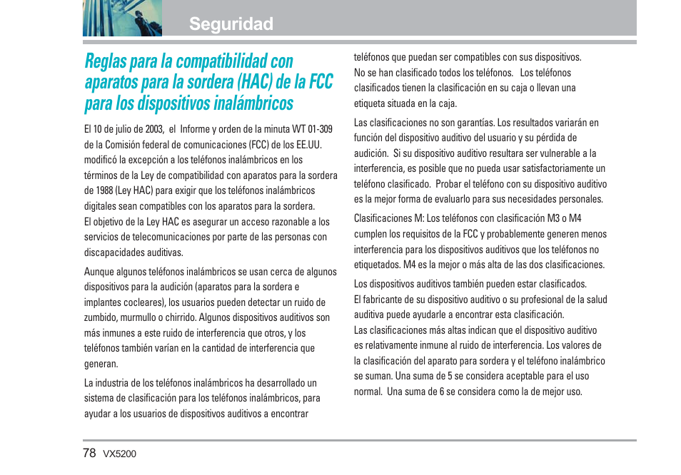 Seguridad | LG VX5200 User Manual | Page 163 / 169
