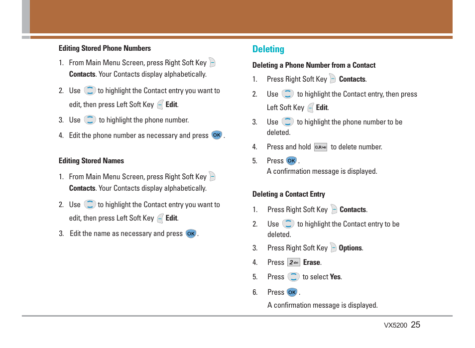Deleting | LG VX5200 User Manual | Page 26 / 169