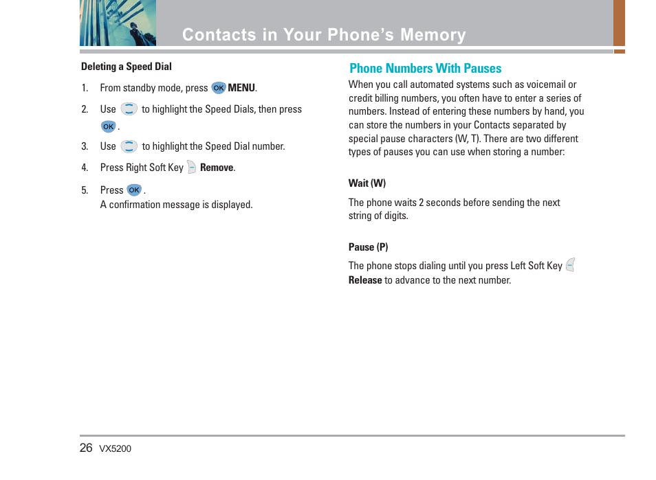 Phone numbers with pauses | LG VX5200 User Manual | Page 27 / 169