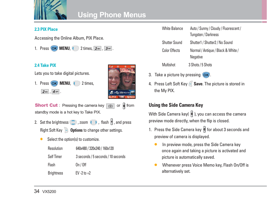 Using phone menus | LG VX5200 User Manual | Page 35 / 169