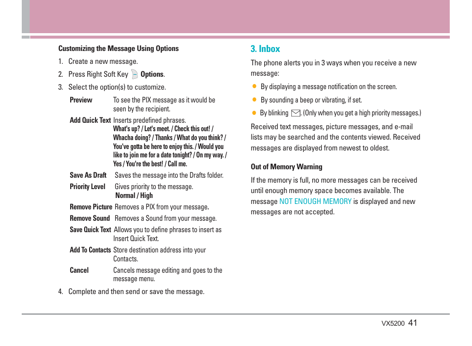 Inbox | LG VX5200 User Manual | Page 42 / 169