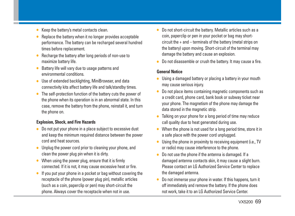 LG VX5200 User Manual | Page 70 / 169