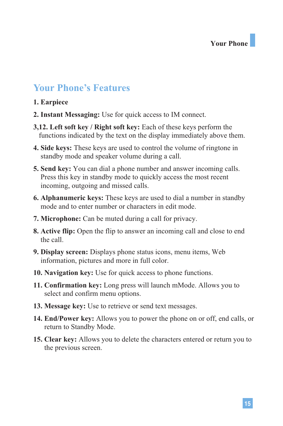 Your phone’s features | LG G4020 User Manual | Page 18 / 128
