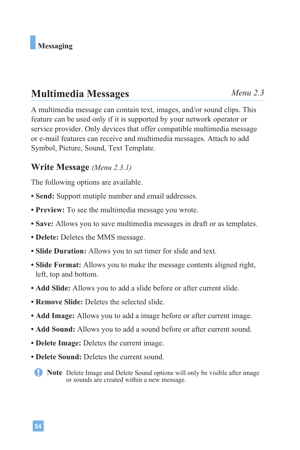 Multimedia messages, Write message | LG G4020 User Manual | Page 57 / 128