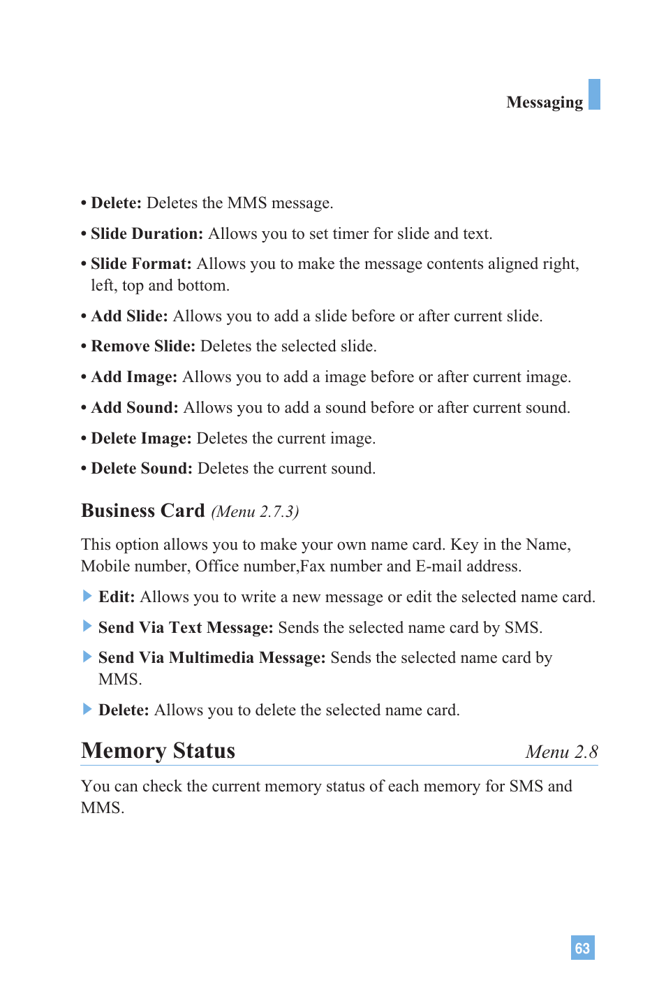 Business card | LG G4020 User Manual | Page 66 / 128