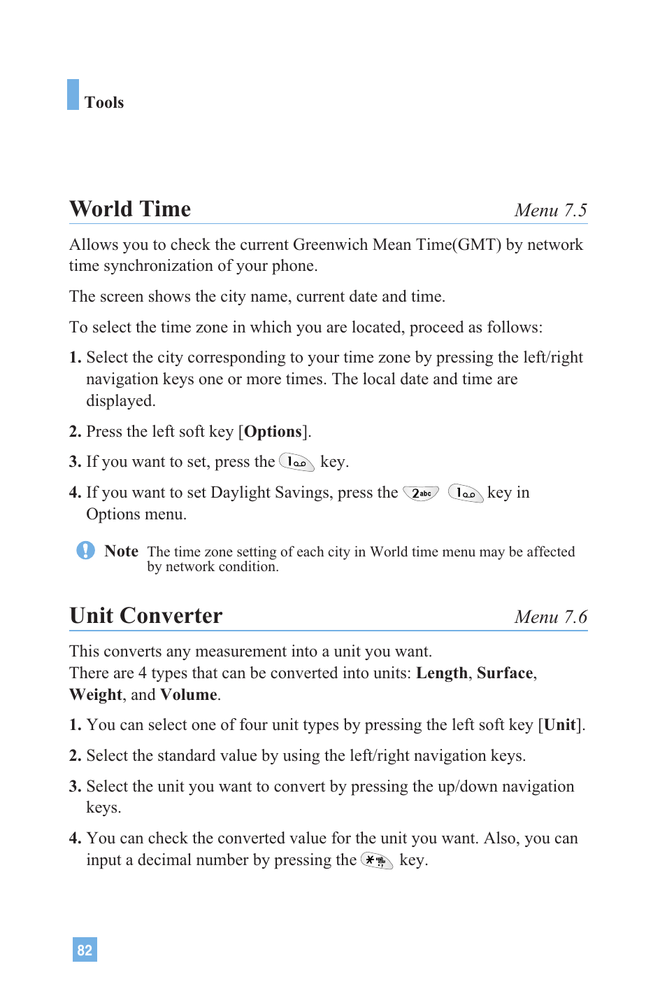 World time, Unit converter | LG G4020 User Manual | Page 85 / 128