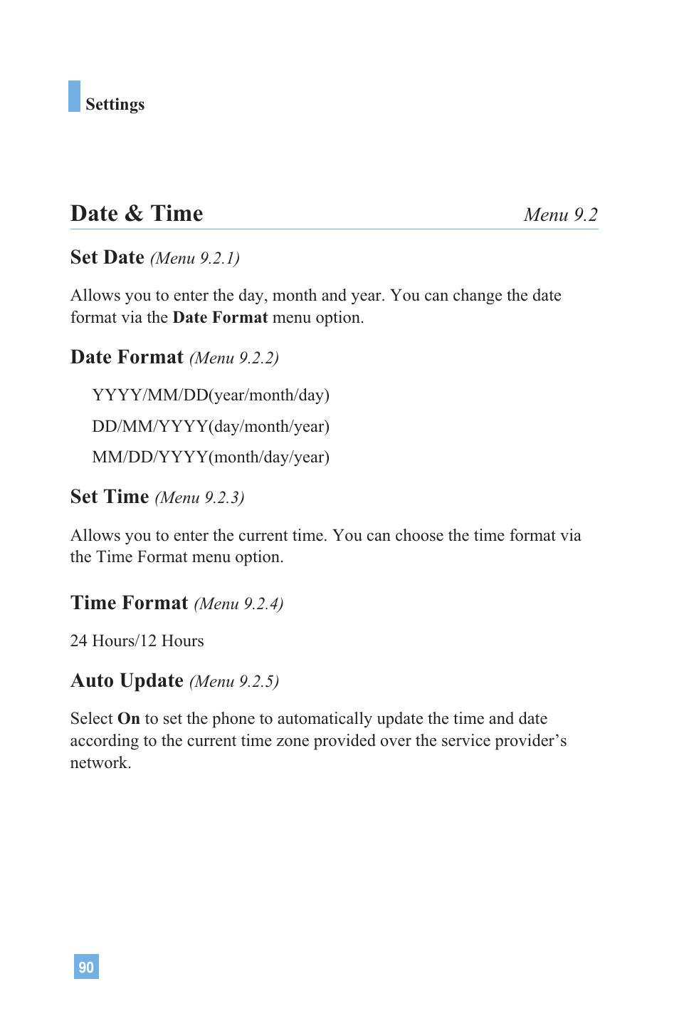 Date & time | LG G4020 User Manual | Page 93 / 128