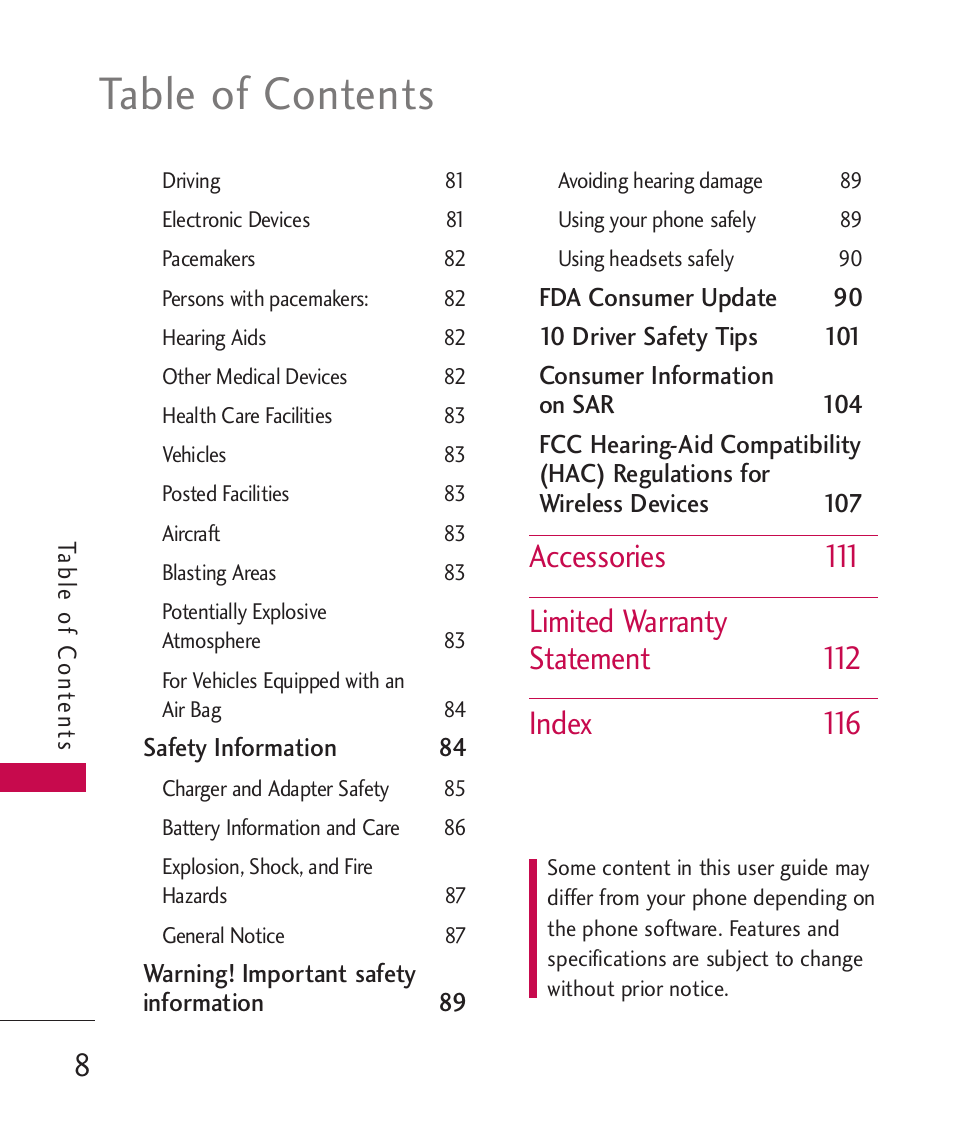 LG LG230 User Manual | Page 10 / 251