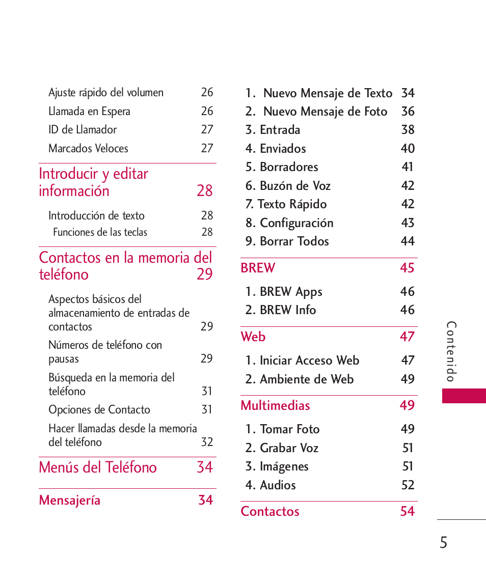 Introducir y editar información 28, Menús del teléfono 34 | LG LG230 User Manual | Page 127 / 251