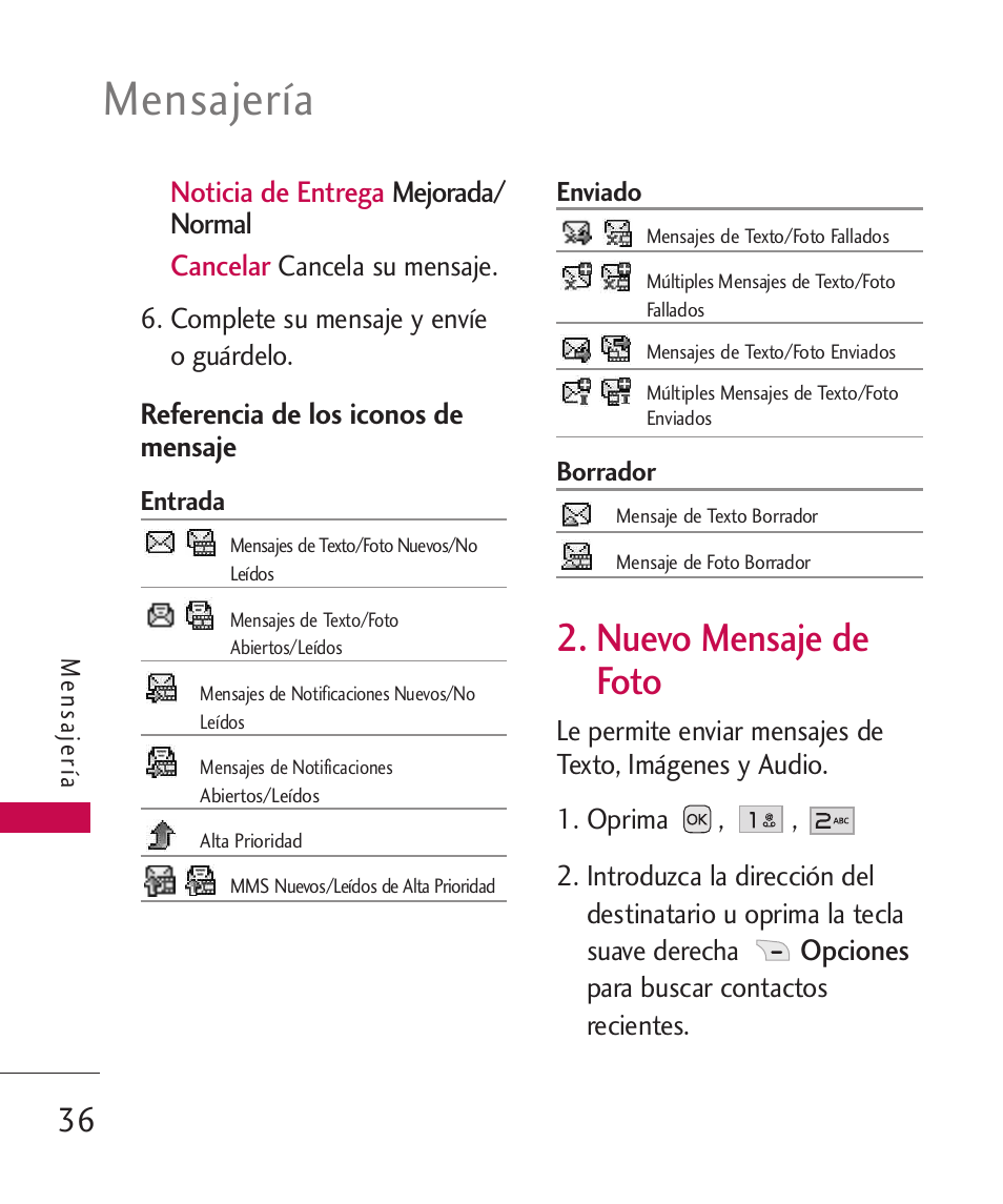 Nuevo mensaje de foto, Mensajería | LG LG230 User Manual | Page 158 / 251