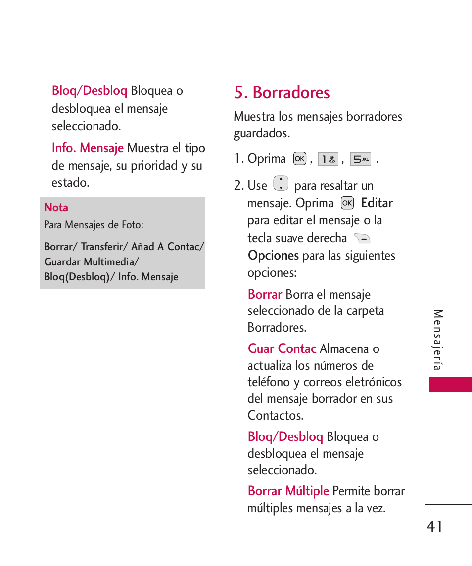 Borradores | LG LG230 User Manual | Page 163 / 251