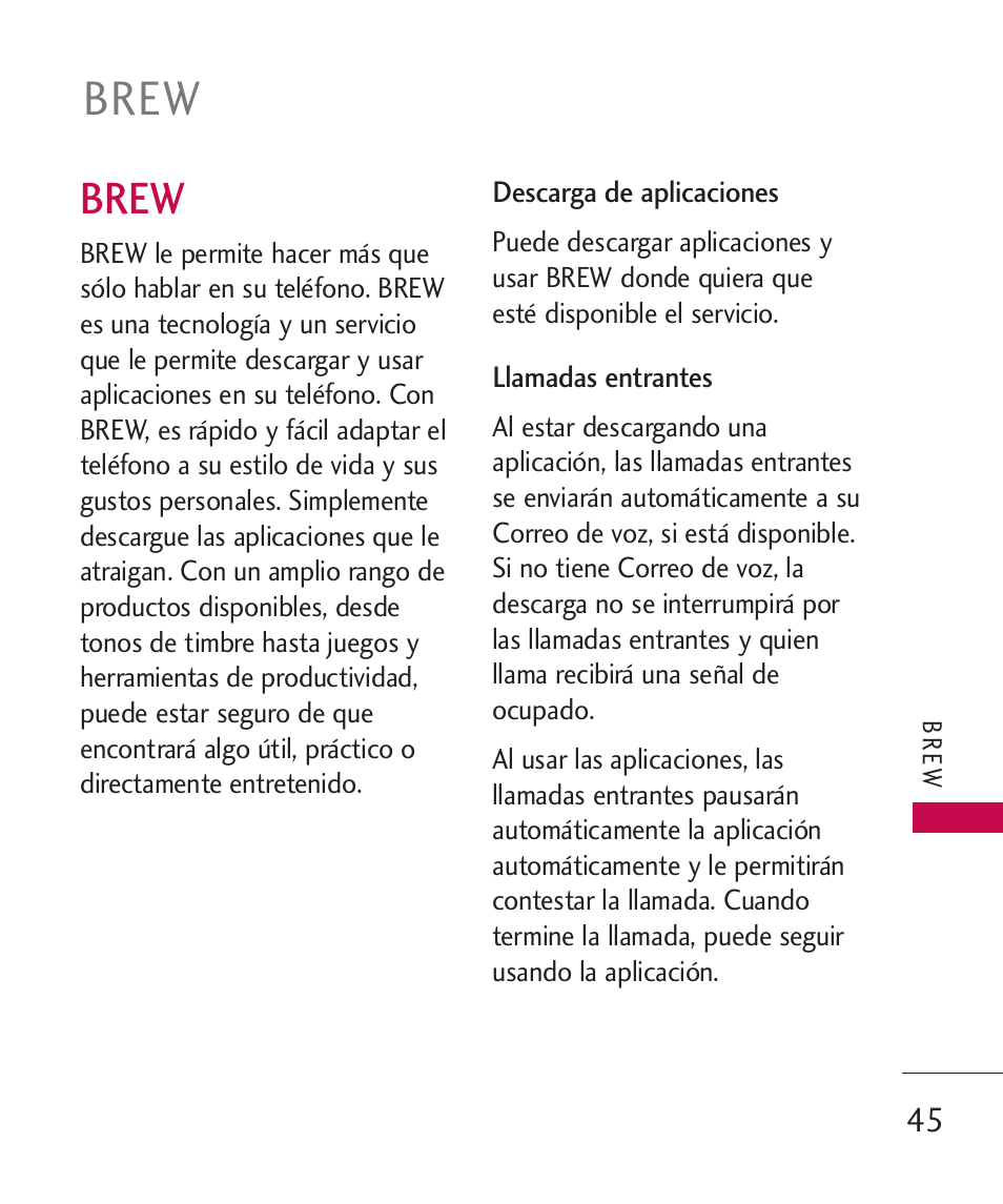 Brew | LG LG230 User Manual | Page 167 / 251