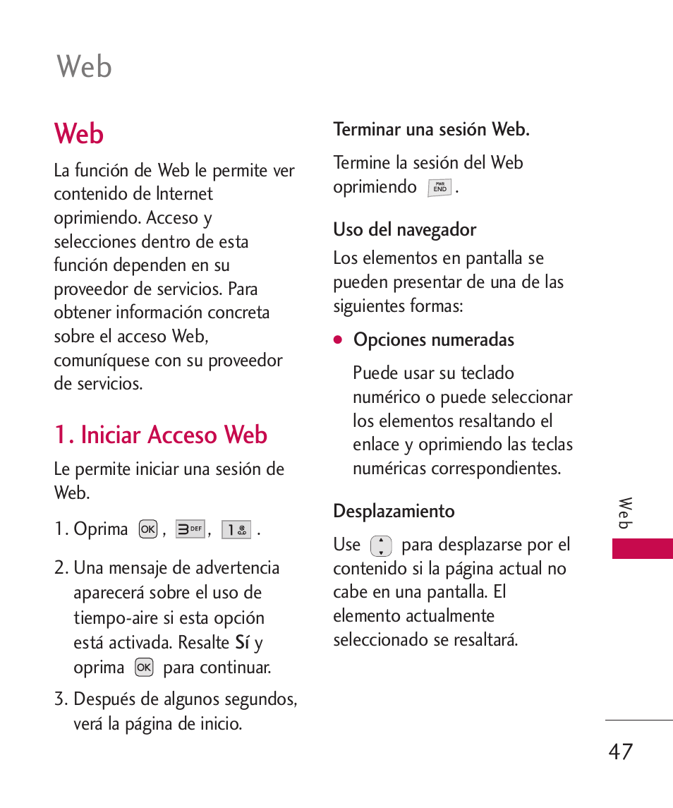 Iniciar acceso web | LG LG230 User Manual | Page 169 / 251