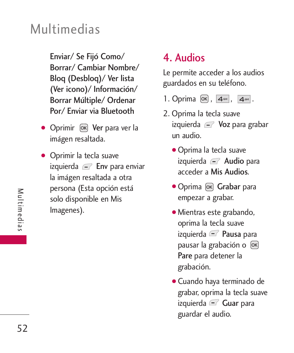 Audios, Multimedias | LG LG230 User Manual | Page 174 / 251