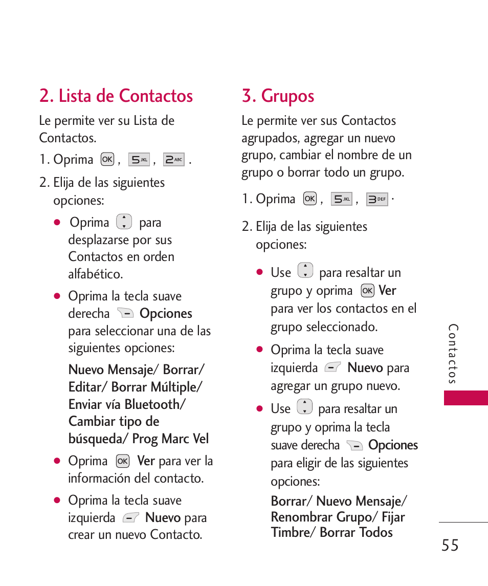 Lista de contactos, Grupos | LG LG230 User Manual | Page 177 / 251