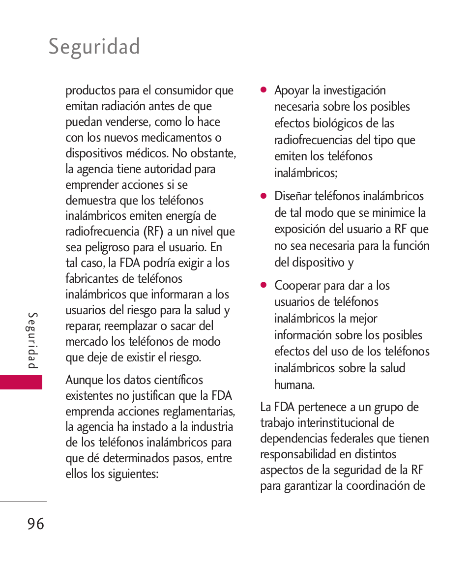 Seguridad | LG LG230 User Manual | Page 218 / 251