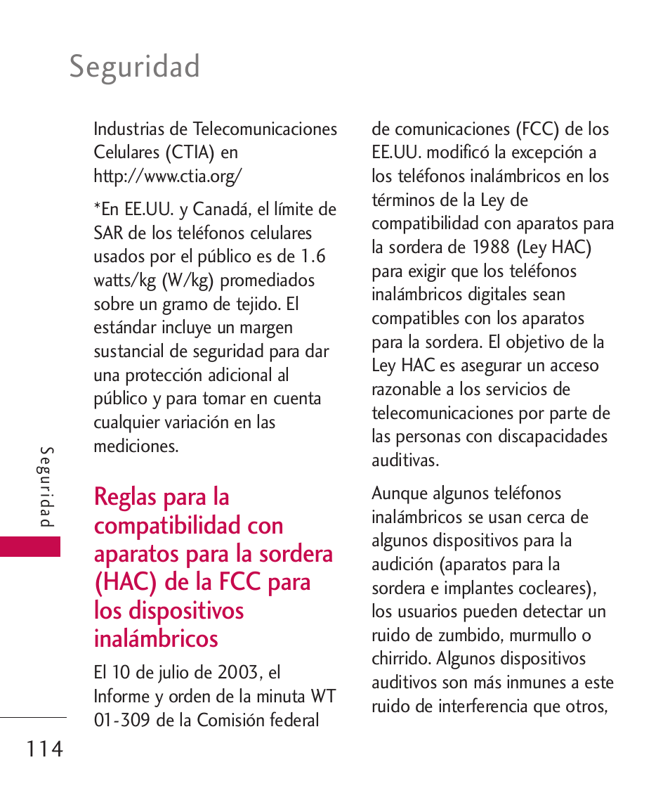 Reglas para la compatibilida, Seguridad | LG LG230 User Manual | Page 236 / 251