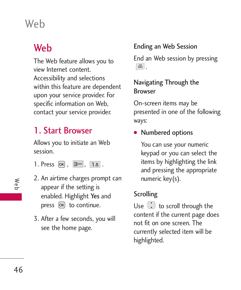 Start browser | LG LG230 User Manual | Page 48 / 251