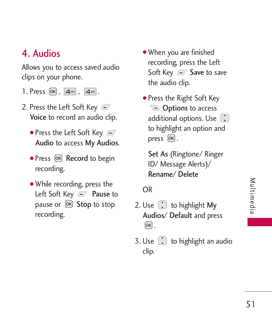 Audios | LG LG230 User Manual | Page 53 / 251