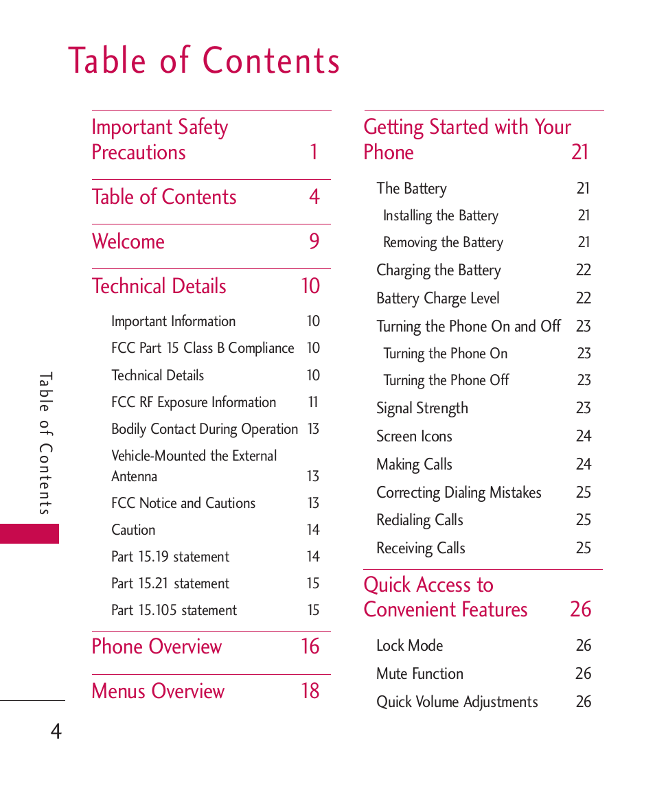 LG LG230 User Manual | Page 6 / 251