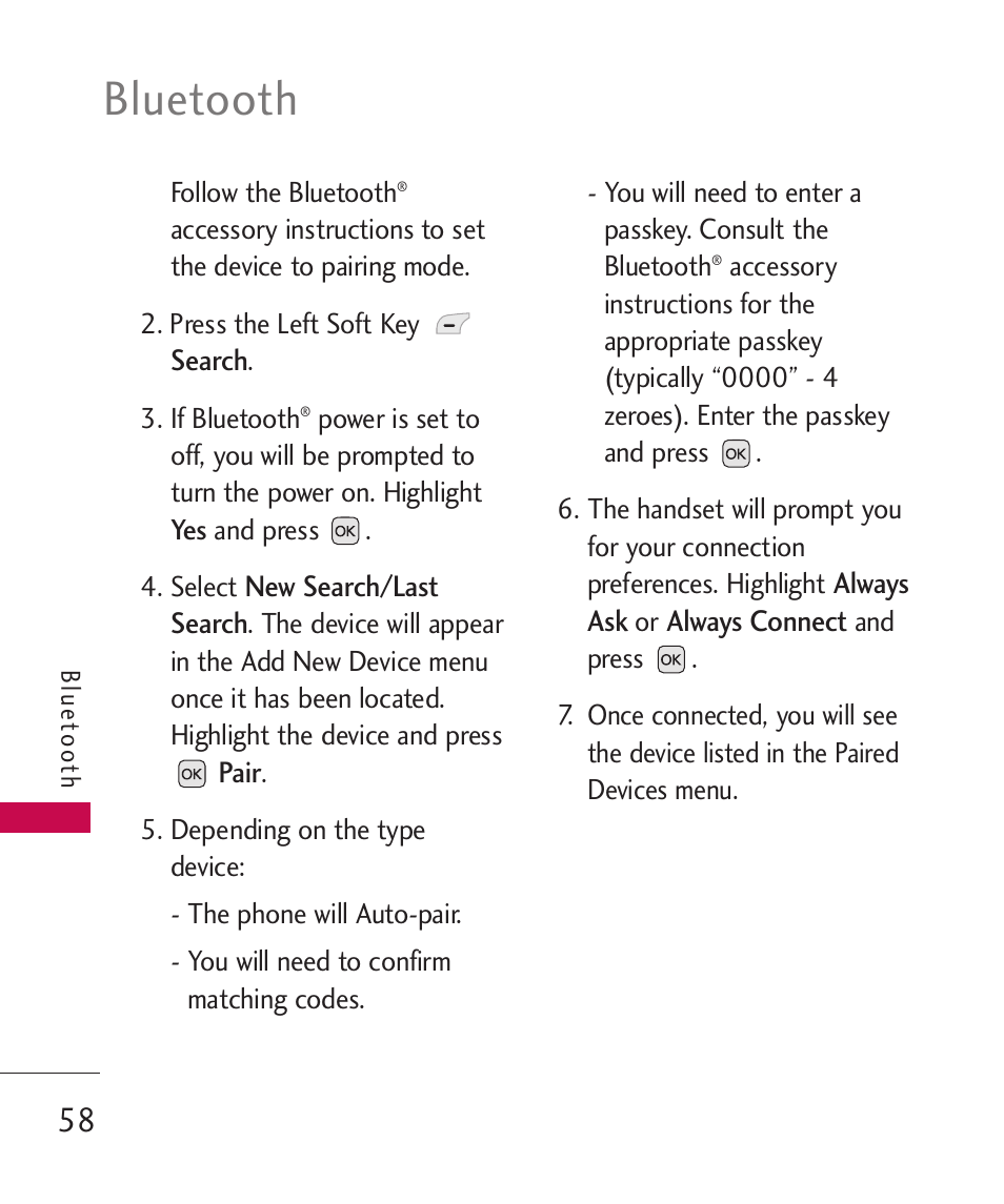 Bluetooth | LG LG230 User Manual | Page 60 / 251