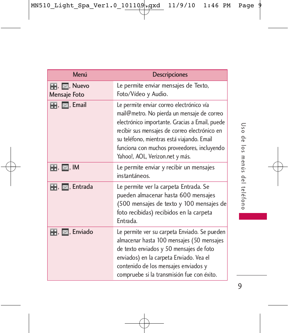 LG LGMN510 User Manual | Page 43 / 69