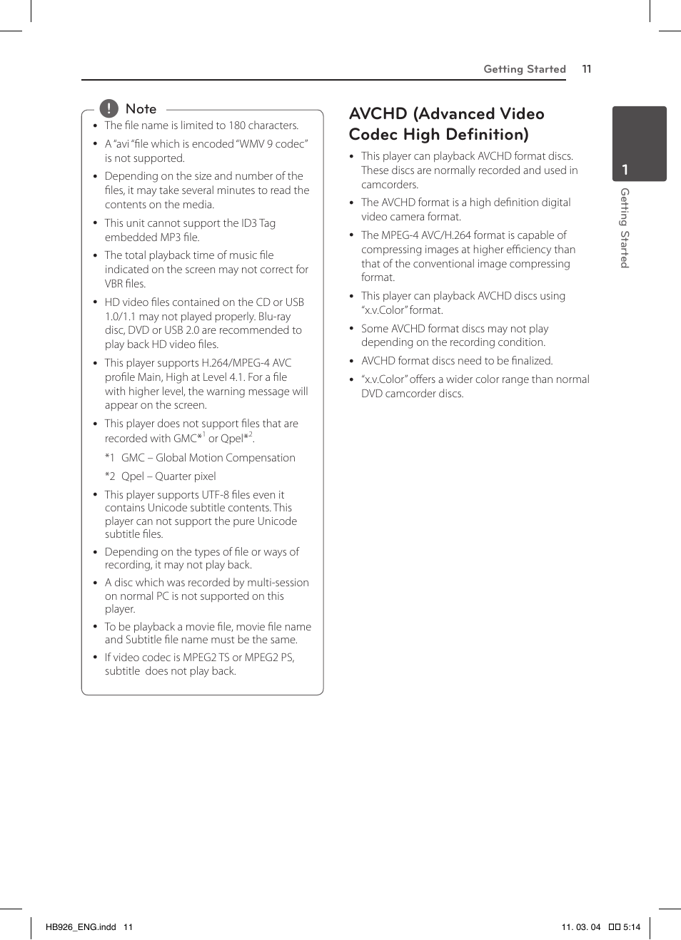 Avchd (advanced video codec high definition) | LG LHB326 User Manual | Page 11 / 64