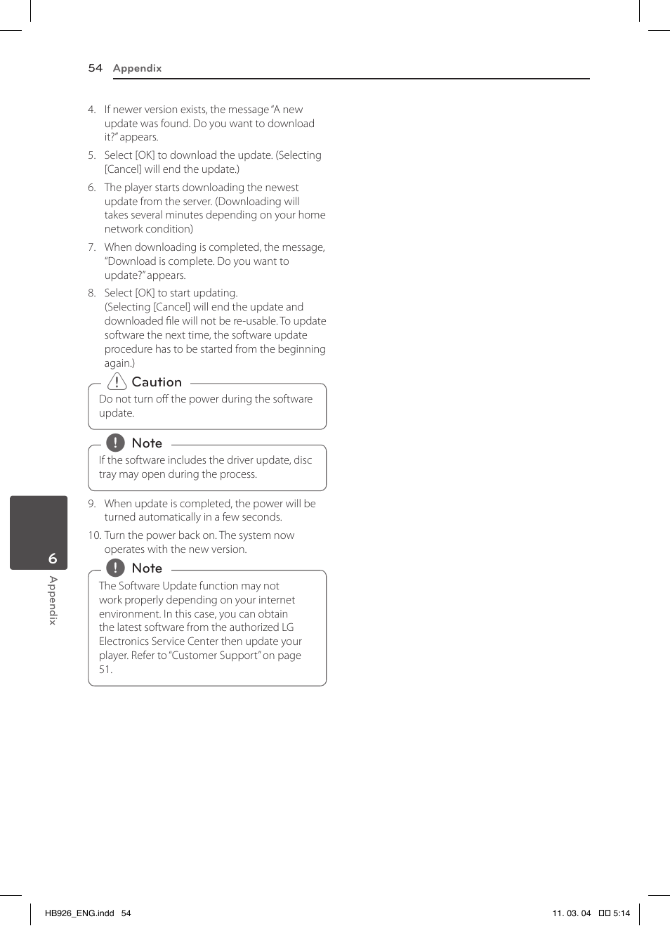 LG LHB326 User Manual | Page 54 / 64