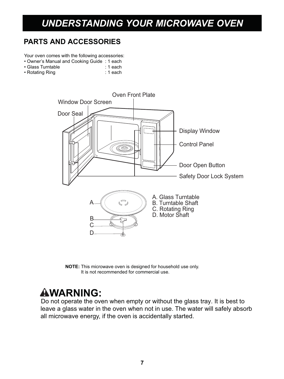 Warning, Understanding your microwave oven | LG LCRT1513SW User Manual | Page 7 / 24