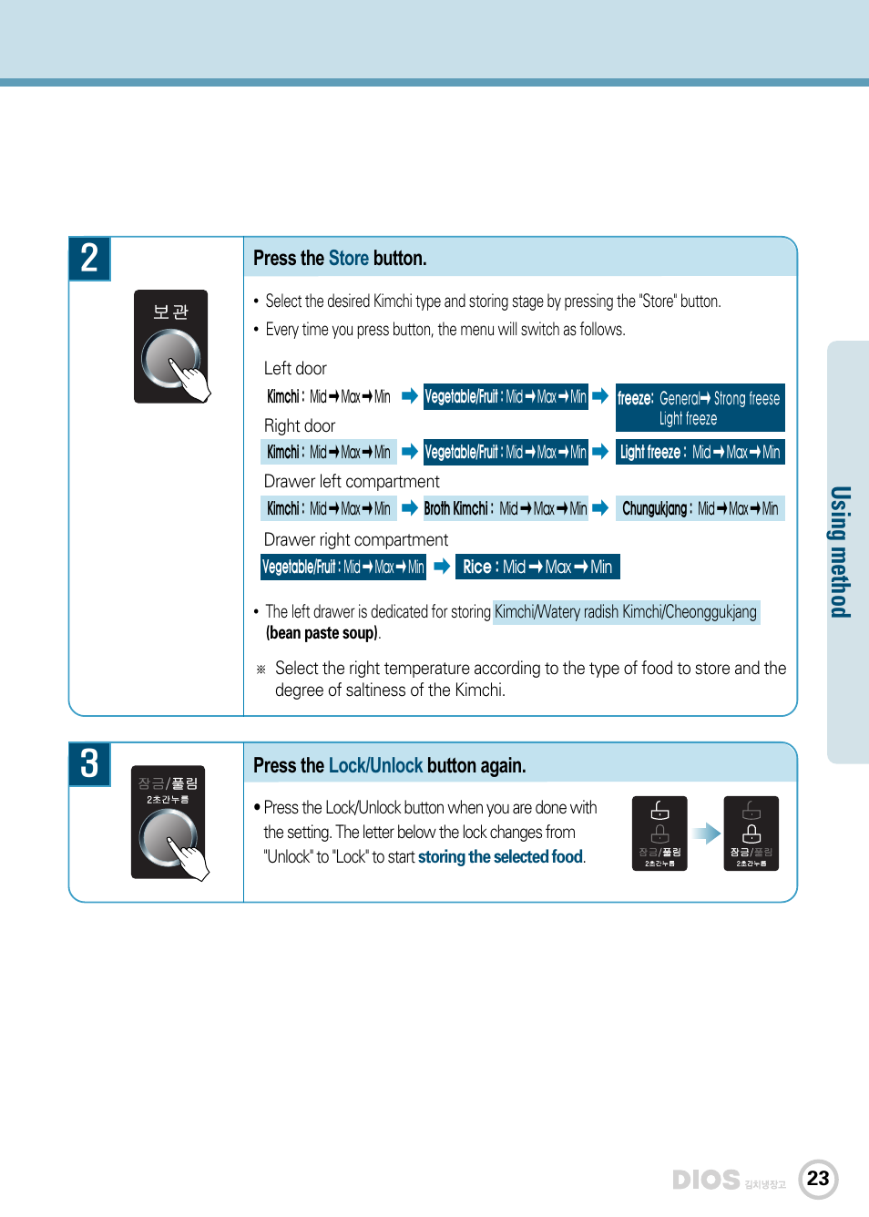 Using m ethod | LG GR-K243UG User Manual | Page 23 / 50