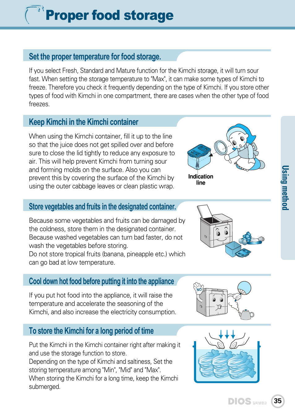 Proper food storage | LG GR-K243UG User Manual | Page 35 / 50