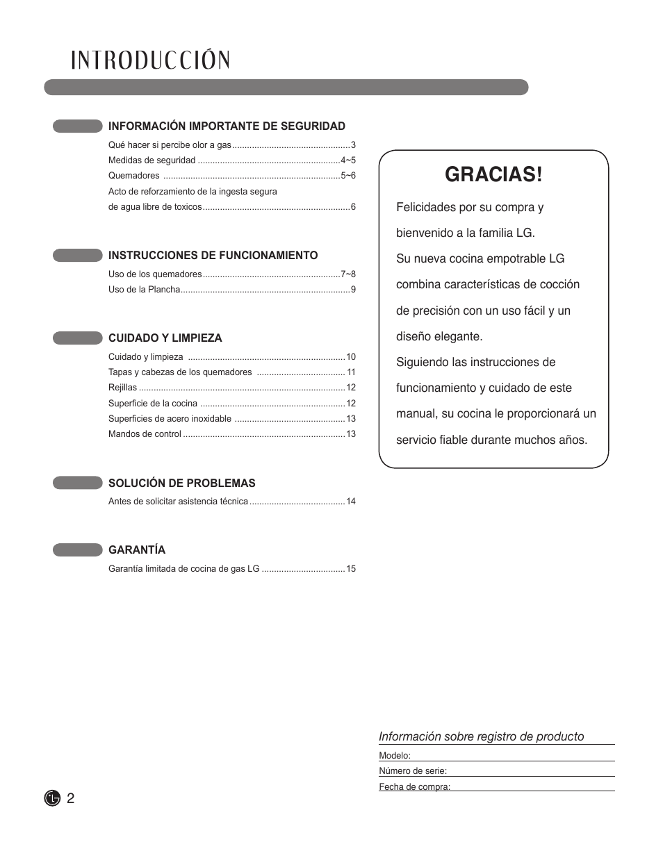 Gracias | LG LSCG366ST User Manual | Page 18 / 32