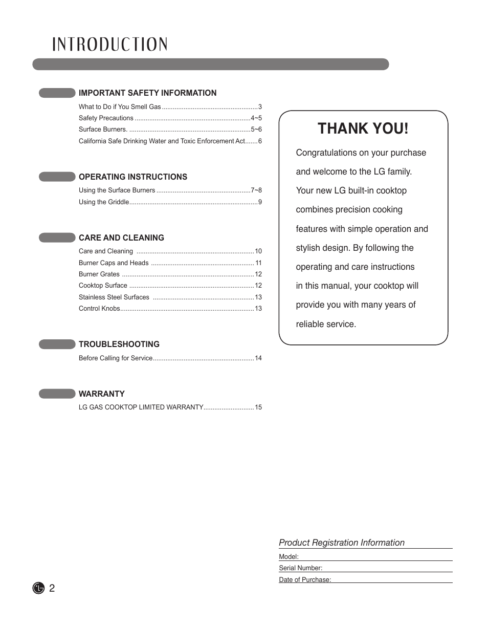 LG LSCG366ST User Manual | Page 2 / 32