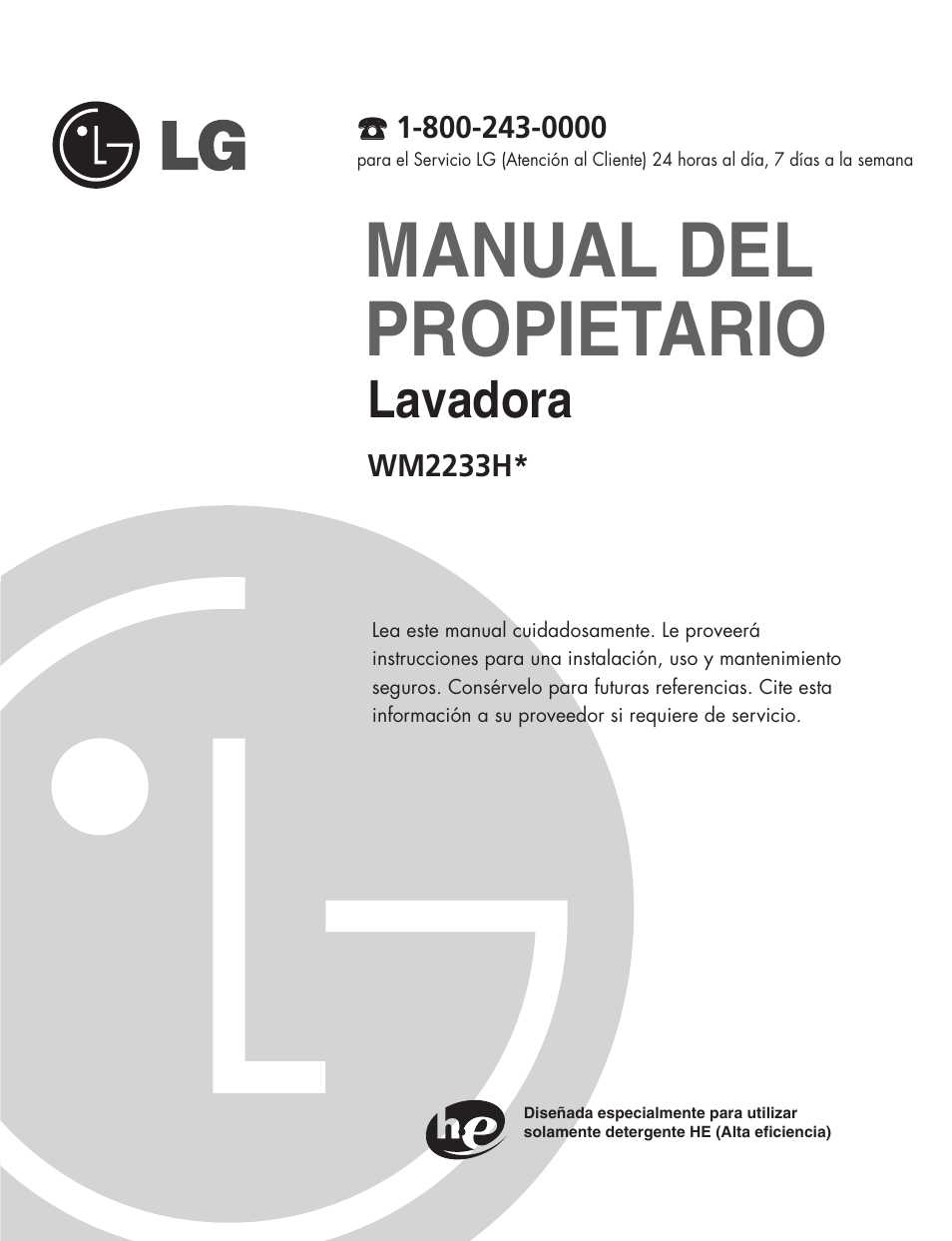 Manual del propietario, Lavadora | LG WM2233HU User Manual | Page 26 / 48